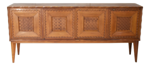 Walnut Credenza with Checkerboard Marquetry attributed to Paolo Buffa, 1950s