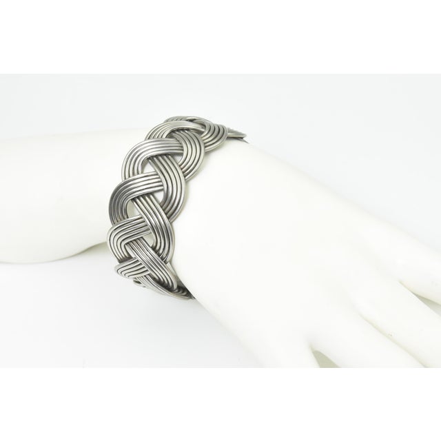 Wide Iron Woven Braid Cuff Bracelet For Sale - Image 11 of 12