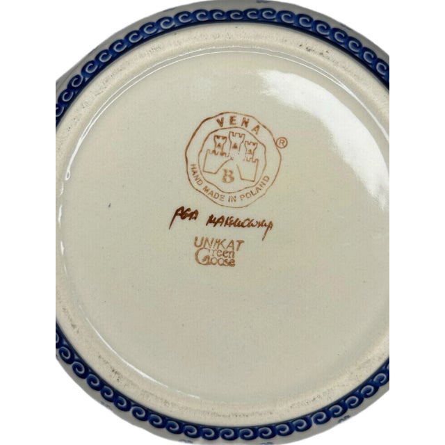 Blue Vena Unikat Polish Pottery Face Jar – Hand-Painted & Signed. For Sale - Image 8 of 9