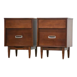 1960s Refinished Walnut Nightstands by Hooker - a Pair