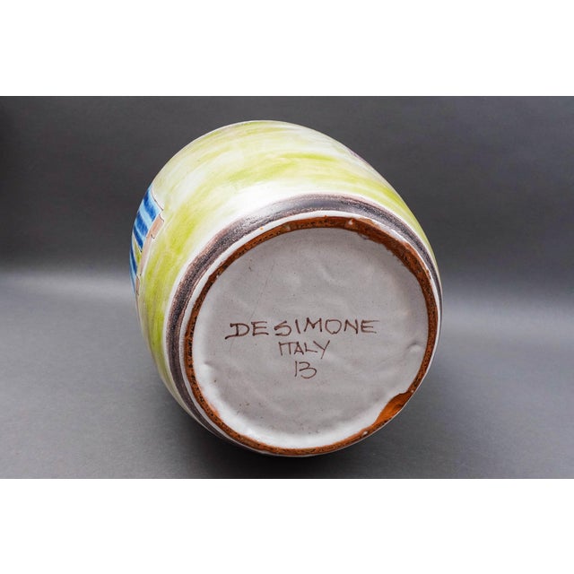 Mid 20th Century Giovanni Desimone Italy Signed Large Vintage Hand Painted Art Pottery Vase For Sale In Miami - Image 6 of 7