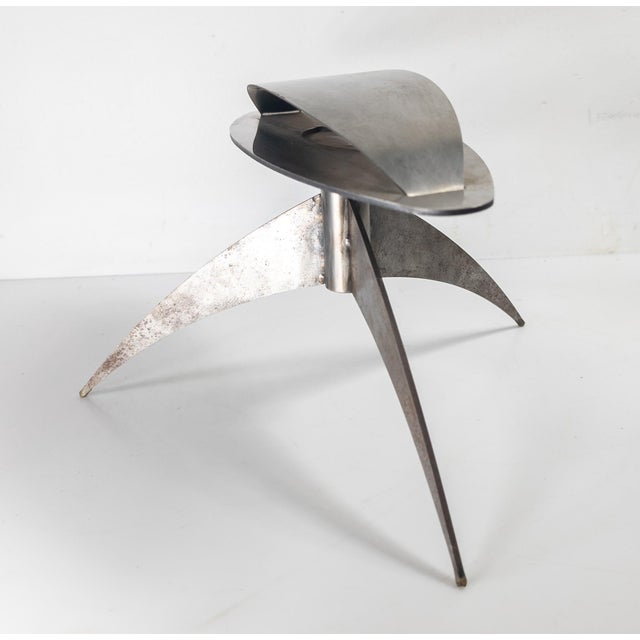 1990's Mid-Century Modern Style Abstract Steel Sculpture, Signed For Sale - Image 4 of 9