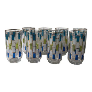 Vintage Mid-Century Modern Geometric Tumblers - Set of 8 For Sale