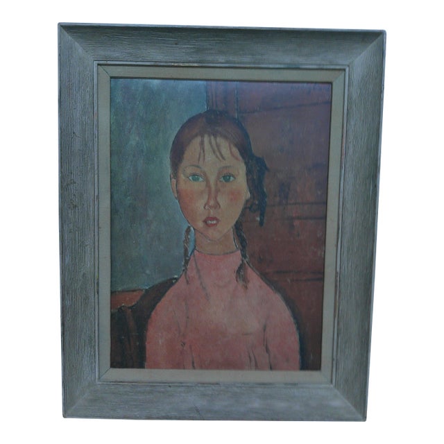 Vintage "Portrait of a Girl" Amedeo Modigliani Print Framed For Sale