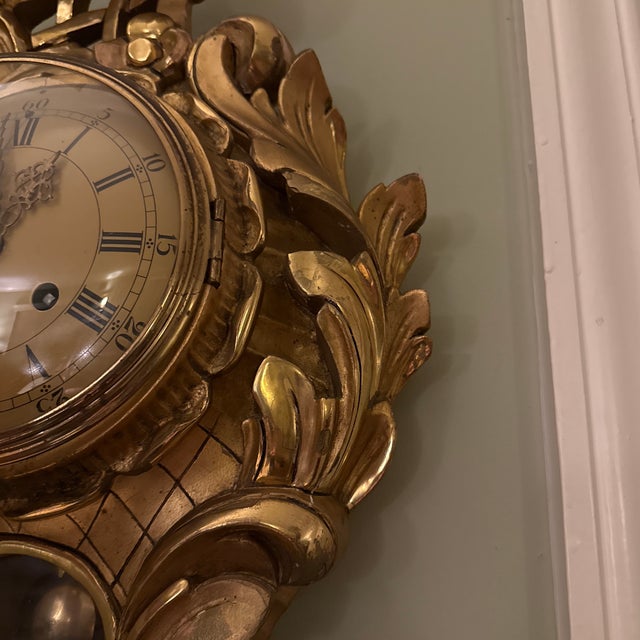 Early 20th Century Swedish Giltwood Cartel Clock For Sale - Image 5 of 6