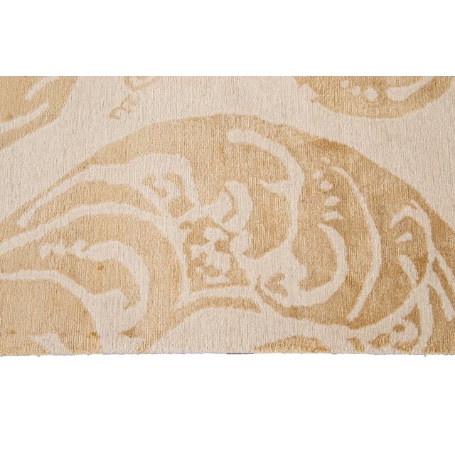 Beige Beige Contemporary Designed Tibetan Wool and Silk Rug For Sale - Image 8 of 12
