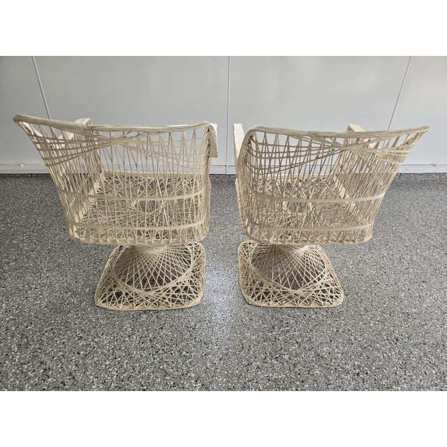 These are NOT actually a set of Fabulous Vintage Russell Woodard Inspired Woven Spun Fiberglass Mid Century Modern Outdoor...