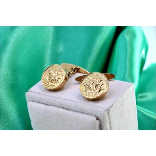 Yellow Gold Cufflinks with Caravels, Set of 2 For Sale - Image 4 of 6