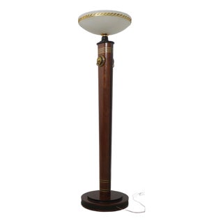 Italian Versace Inlaid Mahogany Torcherie Floor Lamp For Sale