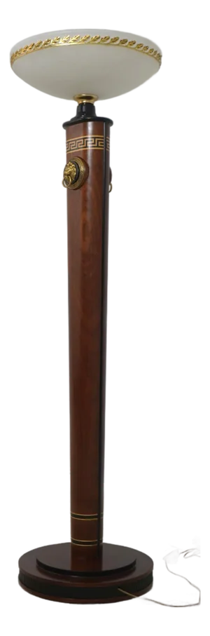 Italian Versace Inlaid Mahogany Torcherie Floor Lamp