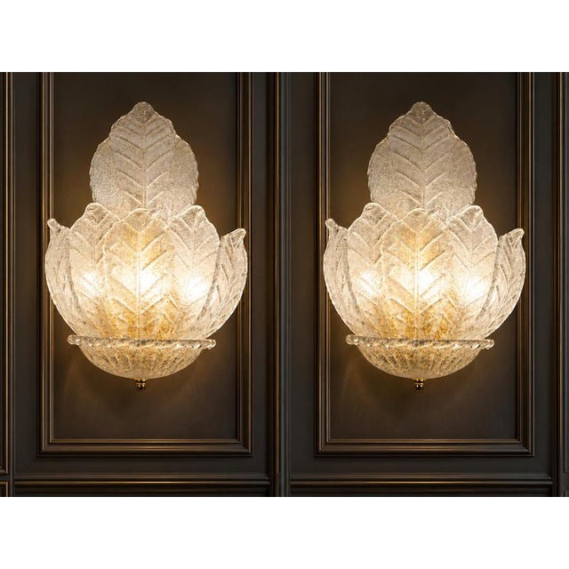 Italian Murano Glass Ninfea Wall Sconces, 1990s, Set of 2 For Sale - Image 3 of 10