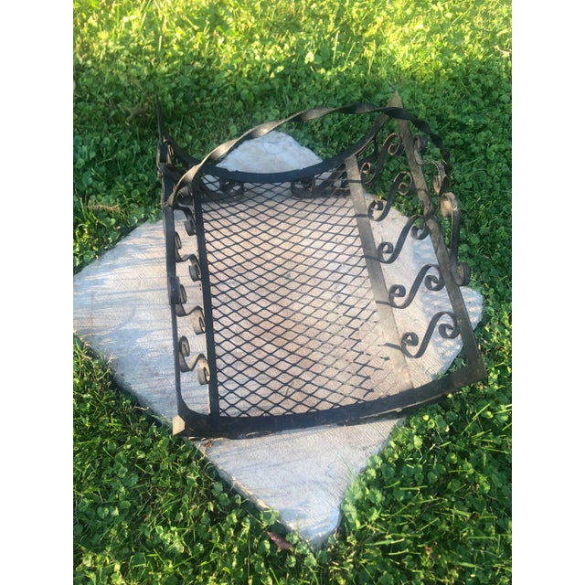 Mid 20th Century Mid 20th Century Spanish Ornate Iron Fire Log Basket For Sale - Image 5 of 10