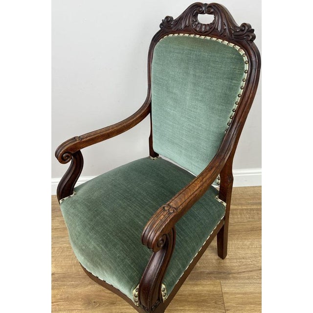 Antique French Style Armchair in Walnut For Sale - Image 9 of 16