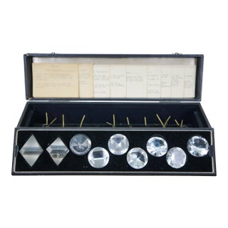 Vintage Glass Prisms Jewelers Diamond Cutting Demonstration Set Gemstone Case For Sale