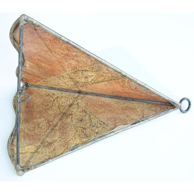 African Vintage Parchment Tribal Art Wall Sconce North African For Sale - Image 3 of 12