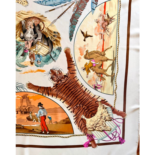 Hermès Chasses Exotiques 1988 Foulard en Soie Designed by Philippe Ledoux For Sale In New York - Image 6 of 12