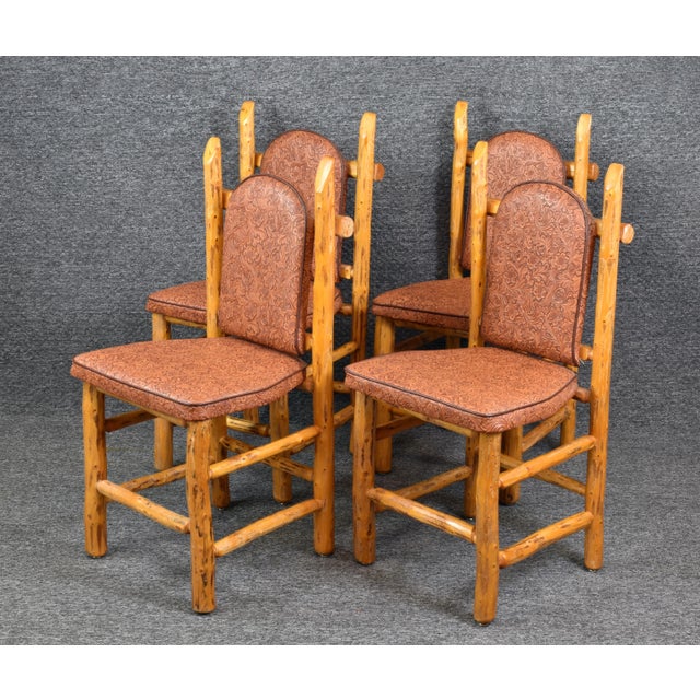 1950s 1950s Rustic Cedar Log Dining Side Chairs - Set of 6 For Sale - Image 5 of 12