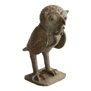 Vintage African Owl With Snake Sculpture For Sale