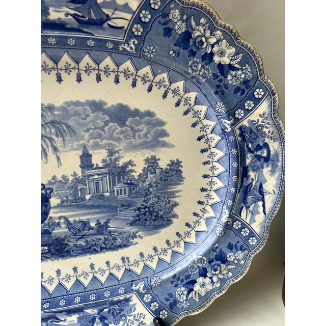 Staffordshire 19th Century Victorian Staffordshire Blue Transfer-Printed “Canova” Platter For Sale - Image 4 of 13