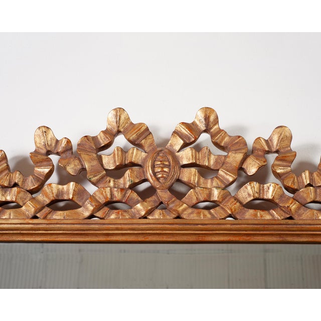 Rococo Mid-Century Italian Rococo Style Giltwood Ribbon Wall Mirror For Sale - Image 3 of 18