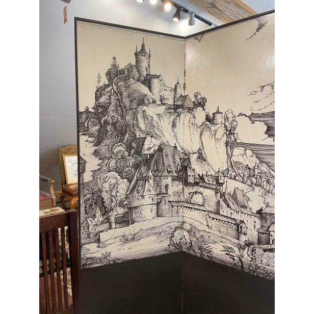 1980s 1980s Vintage Hand Painted Dressing Screen For Sale - Image 5 of 10