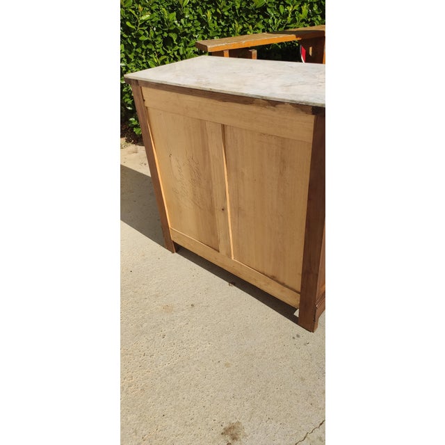 Brown Chest of Drawers in Wood and White Marble, 1950s For Sale - Image 8 of 10