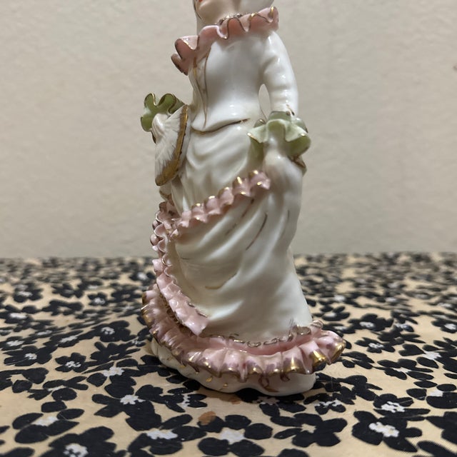 Vintage Hand-Painted Porcelain Victorian Lady Figurine For Sale - Image 4 of 8