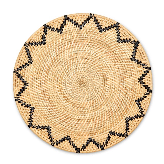 Modern Deborah Rhodes Zigzag Rattan Placemat, Black, Set of 4 For Sale - Image 3 of 3