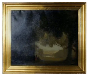 Oil on Canvas Landscape with People, 1891