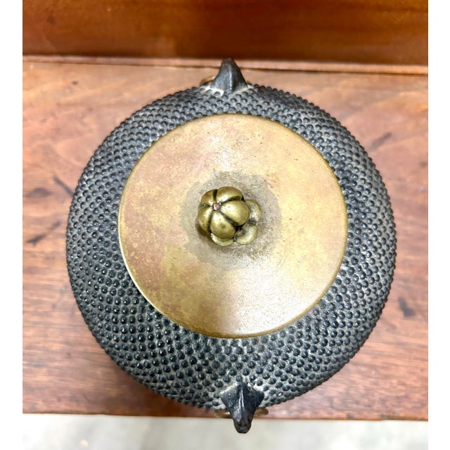 Metal Late 19th Century Antique Japanese Cast Iron Tea Pots on Cast Iron Hibachi Stand For Sale - Image 7 of 12