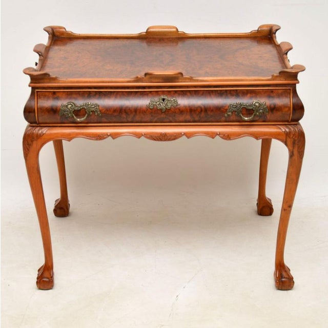Vintage Side Table in Burr Walnut, 1920s For Sale - Image 3 of 13