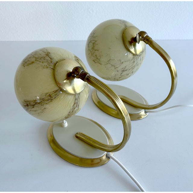 Art Deco Table Lamps in Brass and Glass, Set of 2 For Sale - Image 10 of 16