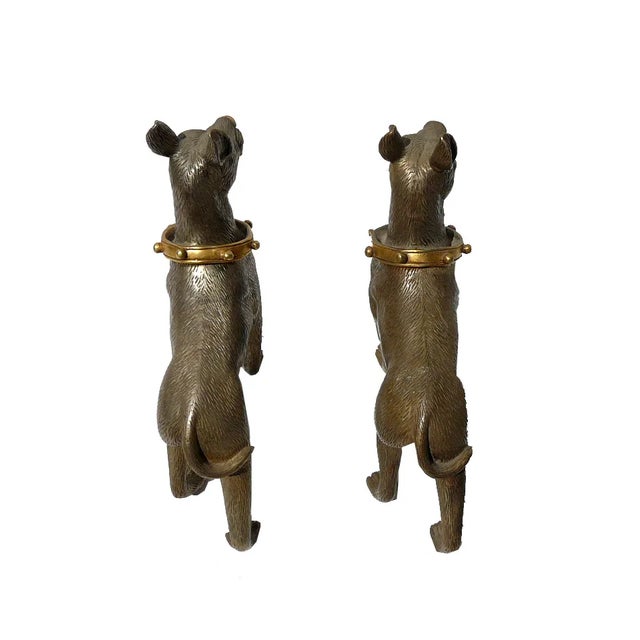 Traditional Metal Mini Table Top Dogs Figure - Pair For Sale - Image 3 of 5