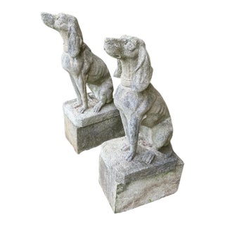 20th Century Cast Stone Dog Statuary - A Pair For Sale