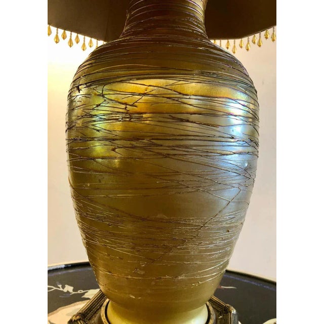 Art Deco Style Durand Fashion Art Glass Table Lamp With Custom Shade For Sale In New York - Image 6 of 11