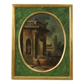 Italian Artist, View with Architectures and Characters, 1760, Oil on Canvas, Framed For Sale