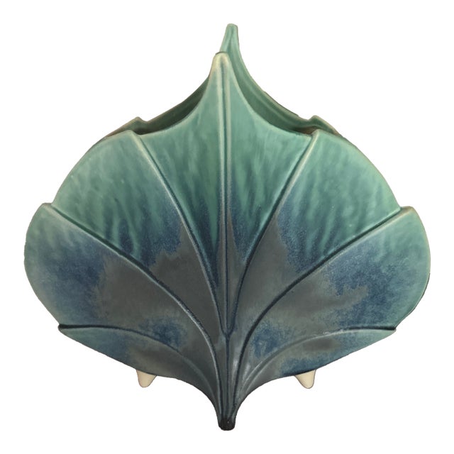 1980s Alan & Brenda Newman Ceramic Works Leaf Vase Sculpture Signed For Sale