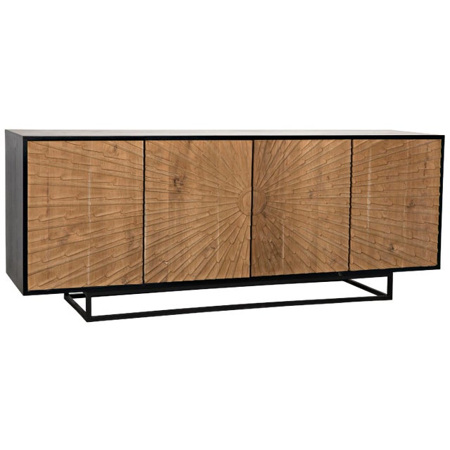 NOIR Ra Sideboard, Hand Rubbed Black With Teak For Sale