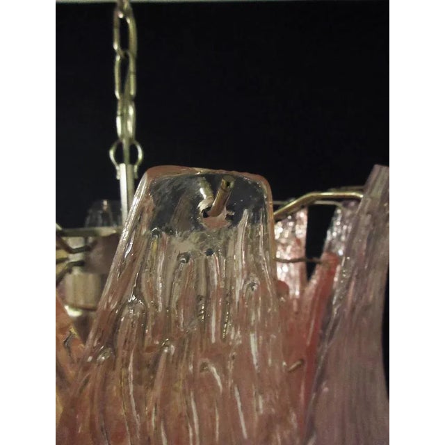 Vintage Italian Murano Glass Chandelier with 38 Pink Glasses For Sale - Image 12 of 18