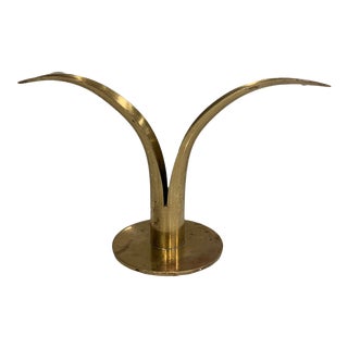 Ystad Metal Mid Century Modern Brass Lily Candlestick Holder For Sale
