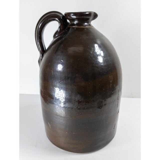 19th Century American Stoneware Albany Slip Glaze Jug, w.m.e. Warner West Troy For Sale In New York - Image 6 of 11
