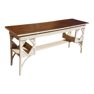 Heywood Wakefield Wicker Sofa Table For Sale