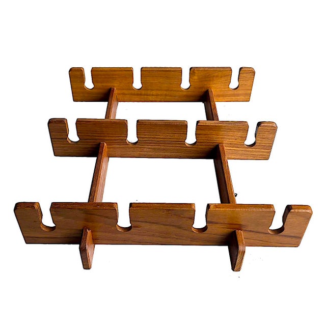 Vintage Teak Wood Wall Mounting Wine Glass Rack For Sale In Miami - Image 6 of 10