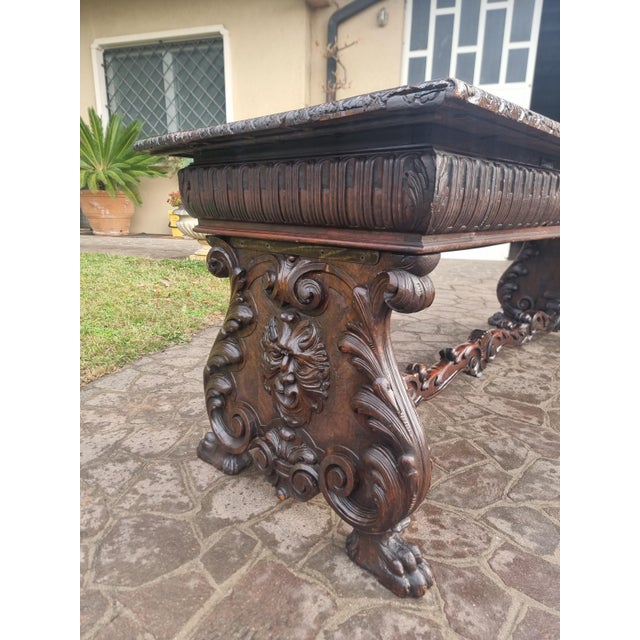 Brown Antique Table in Walnut, 1850 For Sale - Image 8 of 13