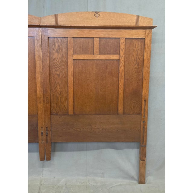 Antique Oak King Size Headboard, Arts & Crafts Style, Usa, Circa 1920 For Sale In Denver - Image 6 of 13