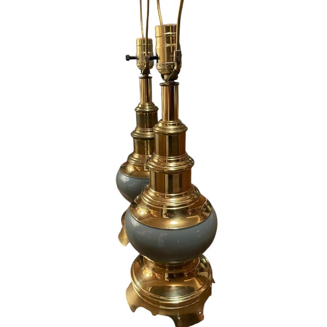 1960s Stiffel Sculptural Table Lamps, Ceramic and Brass, Mid Century Modern For Sale - Image 16 of 18