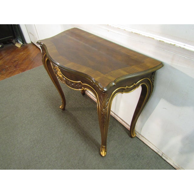 1990s Karges Solid Walnut French Style Console Table For Sale - Image 5 of 10