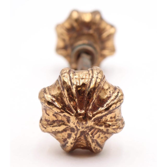 Metal Cast Brass Gilded Fluted Passage Door Knob Set For Sale - Image 7 of 9