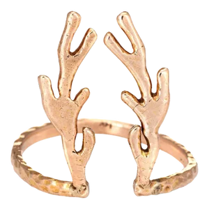 Deer Antlers Ring Estate 14k Rose Gold Vintage Fine Animal Horn Spike Jewellery size 7