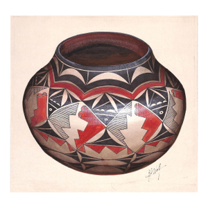 Acoma Pot Gouache Painting by Cj Wolf